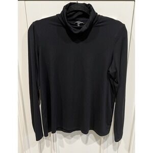 Eileen Fisher Black Knit Turtleneck Top Minimalist Capsule Basic Quiet Luxury
